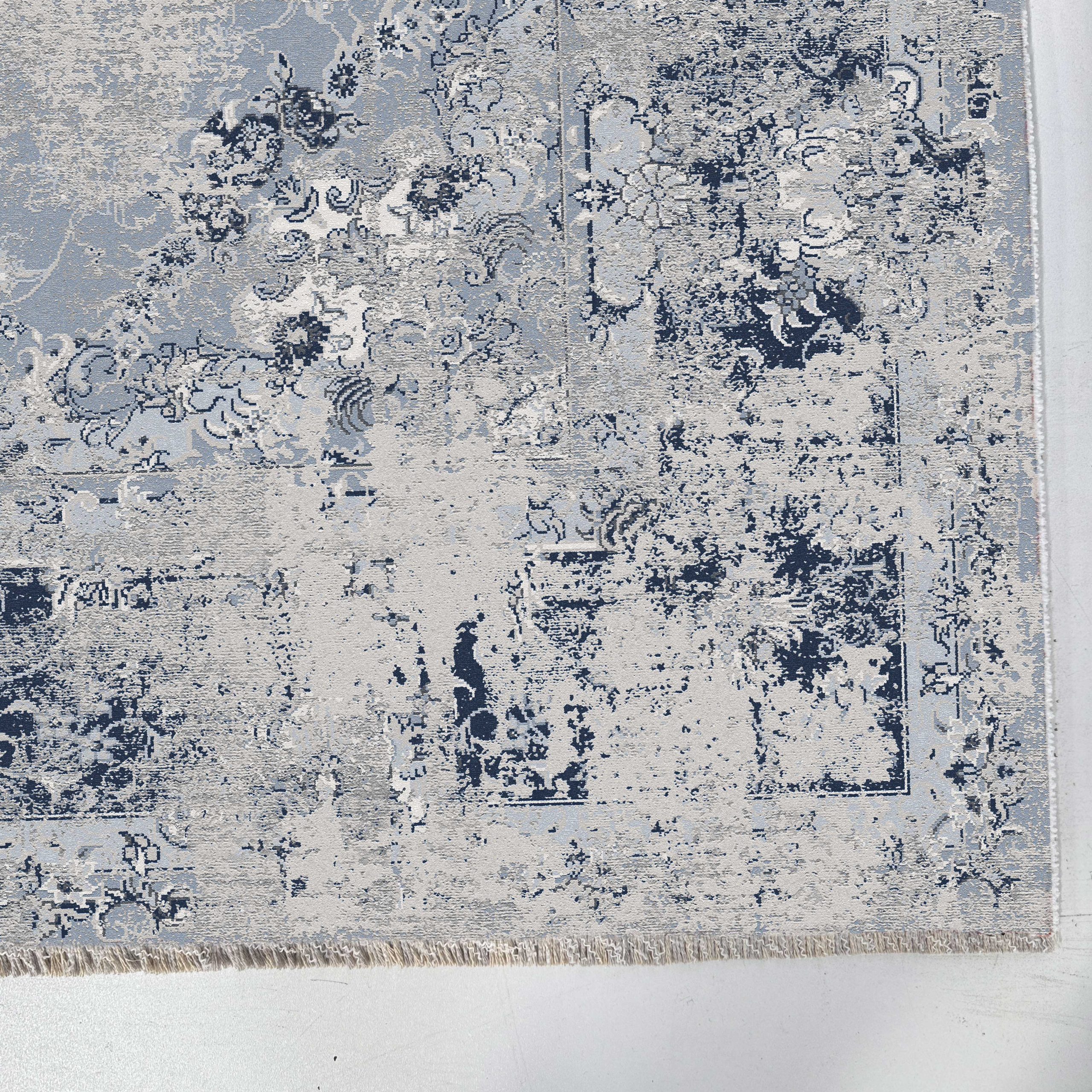 Netline Home Blue Navy Ethnic Classic Vintage Machine Washable Chenille Rug Design 485-02 - Gallery Image 3 - Netline Home