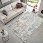 Etnik Turkuaz Gri Şönil Halı Kilim Yolluk Kaymaz Yıkanabilir Kendinden Saçaklı Mutfak Koridor Salon 491 - Görsel 2