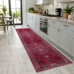 Bordo Vişne Eskitme Şönil Halı Kilim Yolluk Kaymaz Yıkanabilir Salon Mutfak Koridor 3040 - Görsel 6