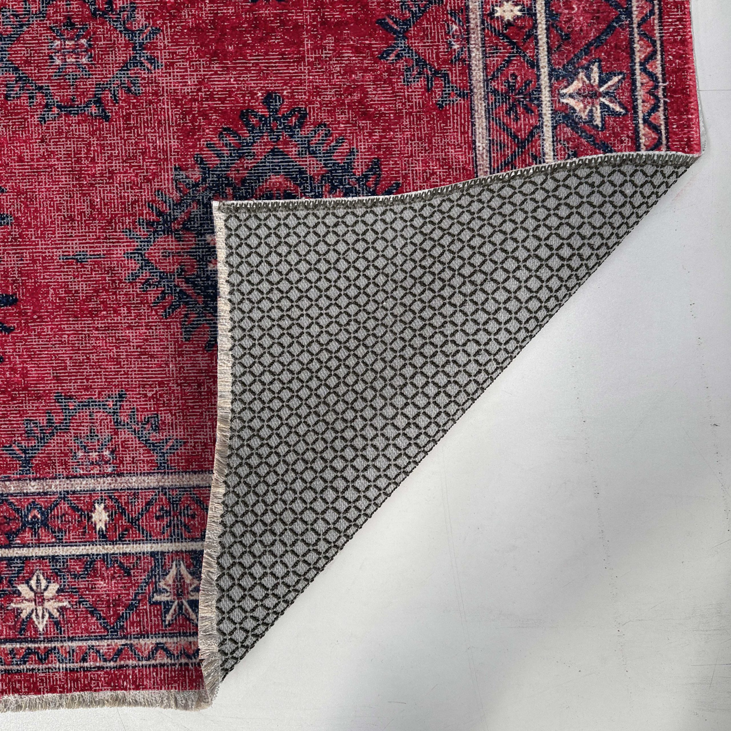 Netline Home Red Burgundy Ethnic Classic Vintage Machine Washable Chenille Rug Design 3040 - Gallery Image 4 - Netline Home
