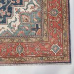 Turuncu Lacivert Boho Eskitme Şönil Halı Kilim Yolluk Kaymaz Salon Mutfak Koridor 3041 - Görsel 3