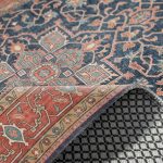 Turuncu Lacivert Boho Eskitme Şönil Halı Kilim Yolluk Kaymaz Salon Mutfak Koridor 3041 - Görsel 5