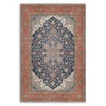 Turuncu Lacivert Boho Eskitme Şönil Halı Kilim Yolluk Kaymaz Salon Mutfak Koridor 3041