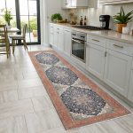 Turuncu Lacivert Boho Eskitme Şönil Halı Kilim Yolluk Kaymaz Salon Mutfak Koridor 3041 - Görsel 6