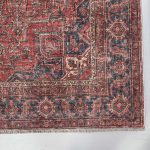 Vintage Tuğla Kırmızı Lacivert Şönil Halı Kilim Yolluk Kaymaz Yıkanabilir Salon Mutfak Koridor 3042 - Görsel 3