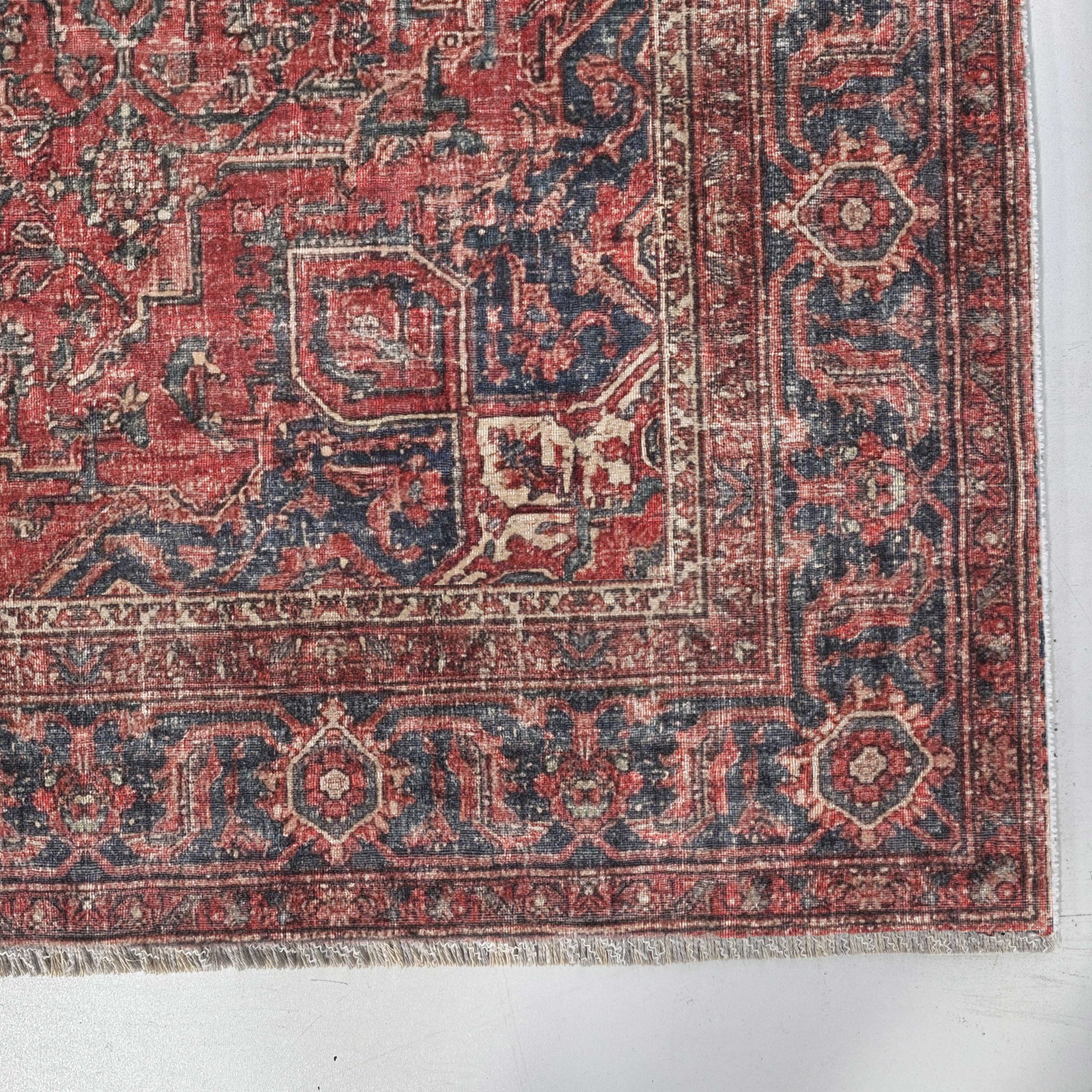 Netline Home Red Burgundy Ethnic Classic Vintage Machine Washable Chenille Rug Design 3042 - Gallery Image 3 - Netline Home