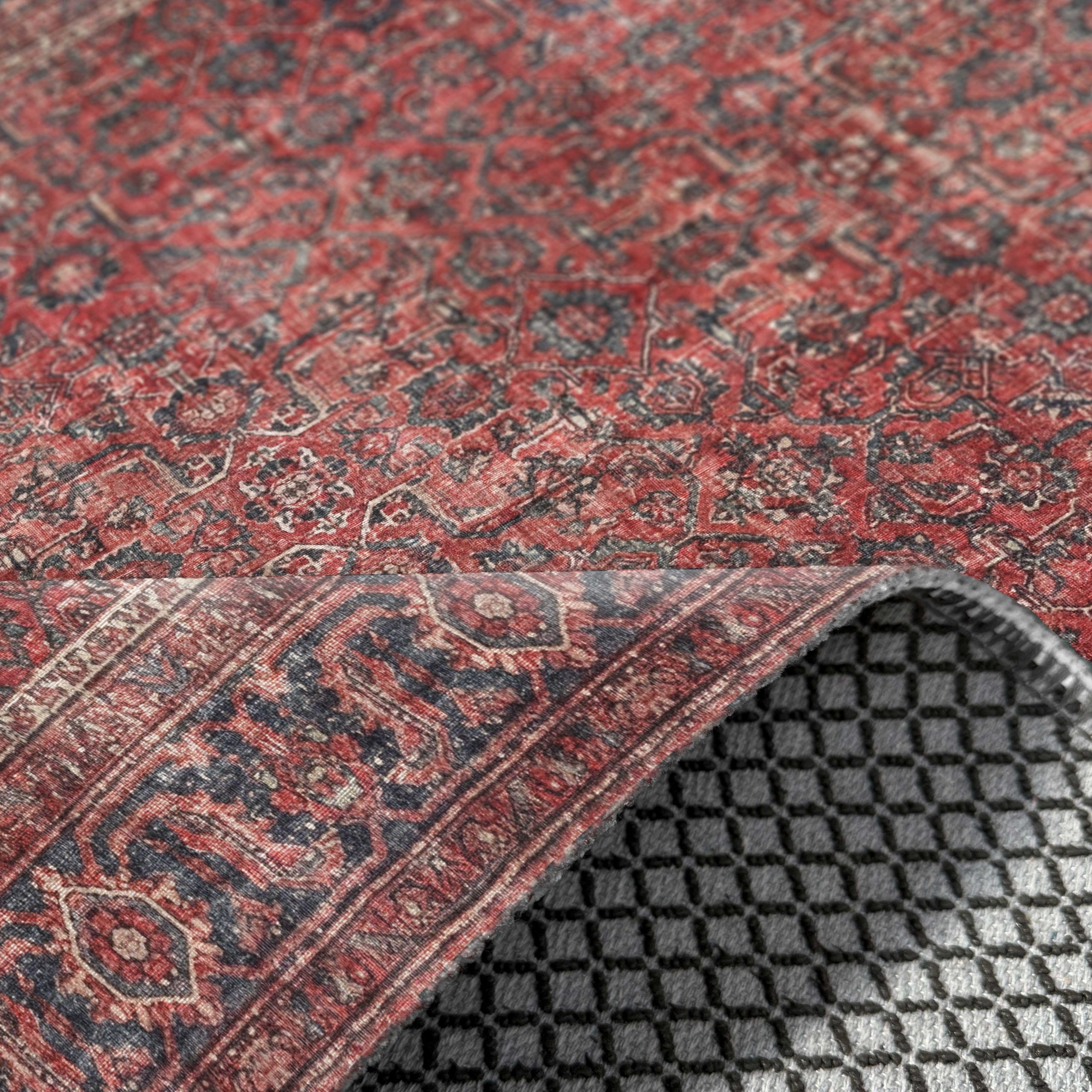 Netline Home Red Burgundy Ethnic Classic Vintage Machine Washable Chenille Rug Design 3042 - Gallery Image 5 - Netline Home