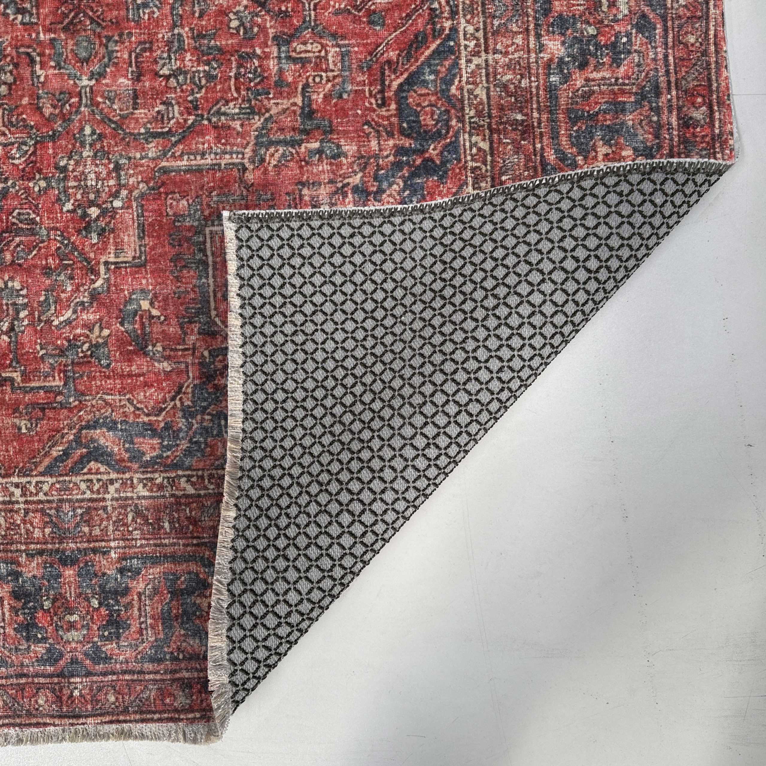 Netline Home Red Burgundy Ethnic Classic Vintage Machine Washable Chenille Rug Design 3042 - Gallery Image 4 - Netline Home