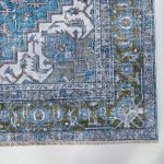 Mavi Boho Eskitme Şönil Halı Kilim Yolluk Kaymaz Salon Mutfak Koridor 3043-02 - Görsel 3