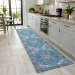 Mavi Boho Eskitme Şönil Halı Kilim Yolluk Kaymaz Salon Mutfak Koridor 3043-02 - Görsel 6
