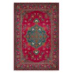 Fuşya Kırmızı Retro Vintage Şönil Halı Kilim Yolluk KAymaz Yıkanabilir Salon Mutfak Koridor 3044-01