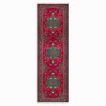 Fuşya Kırmızı Retro Vintage Şönil Halı Kilim Yolluk KAymaz Yıkanabilir Salon Mutfak Koridor 3044-01 - Görsel 7