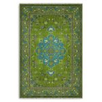 Fıstık Yeşil Retro Vintage Şönil Halı Kilim Yolluk Kaymaz Yıkanabilir Salon Mutfak Koridor 3044-02