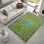 Fıstık Yeşil Retro Vintage Şönil Halı Kilim Yolluk Kaymaz Yıkanabilir Salon Mutfak Koridor 3044-02 - Görsel 2