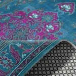 Petrol Mavisi Retro Vintage Şönil Halı Kilim Yolluk Kaymaz Yıkanabilir Salon Mutfak Koridor 3044-03 - Görsel 5