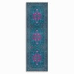 Petrol Mavisi Retro Vintage Şönil Halı Kilim Yolluk Kaymaz Yıkanabilir Salon Mutfak Koridor 3044-03 - Görsel 7