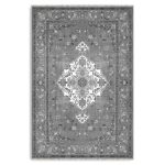 Antrasit Gri Retro Vintage Şönil Halı Kilim Yolluk Kaymaz Yıkanabilir Salon Mutfak Koridor 3044-04