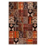 Etnik Patchwork Halı Kilim Yolluk Kaymaz Yıkanabilir Salon Mutfak Koridor Halısı Turuncu 3046