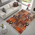 Etnik Patchwork Halı Kilim Yolluk Kaymaz Yıkanabilir Salon Mutfak Koridor Halısı Turuncu 3046 - Görsel 2