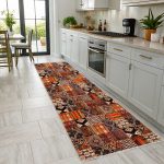 Etnik Patchwork Halı Kilim Yolluk Kaymaz Yıkanabilir Salon Mutfak Koridor Halısı Turuncu 3046 - Görsel 7