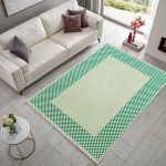 Modern Tasarım Yeşil Şönil Halı Kilim Yolluk Kaymaz Yıkanabilir Mutfak Koridor Salon 3047-01 - Görsel 2