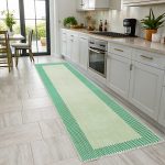 Modern Tasarım Yeşil Şönil Halı Kilim Yolluk Kaymaz Yıkanabilir Mutfak Koridor Salon 3047-01 - Görsel 6