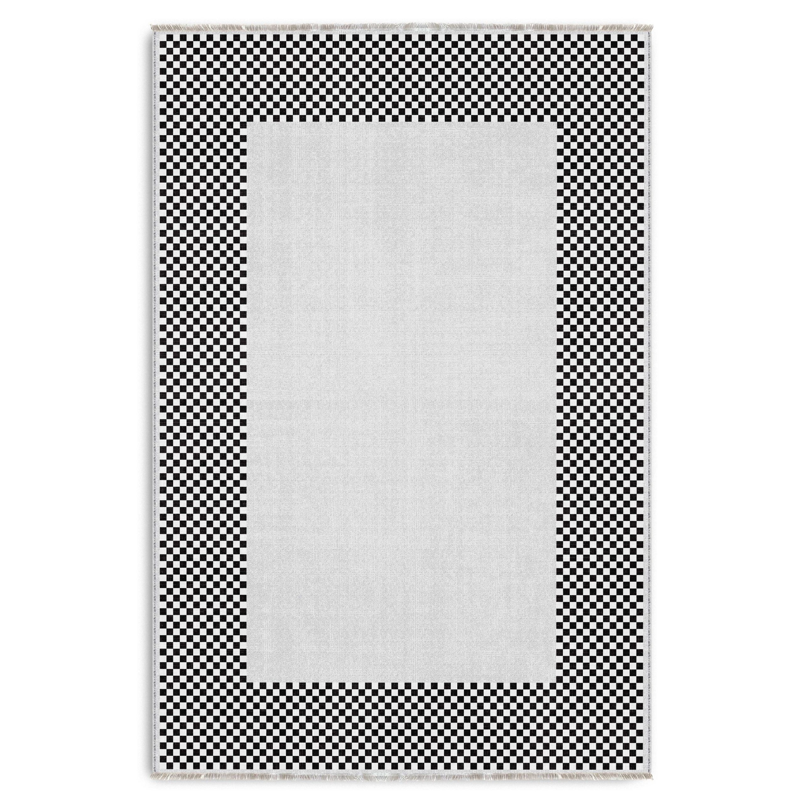 3047-2-03 Modern Tasarım Yeşil Şönil Halı Kilim Yolluk Kaymaz Yıkanabilir Mutfak Koridor Salon 3047-02 - Görsel 1