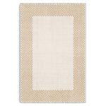 Modern Tasarım Bej Sarı Hardal Çerçeveli Şönil Halı Kilim Yolluk Kaymaz Yıkanabilir 3047-03