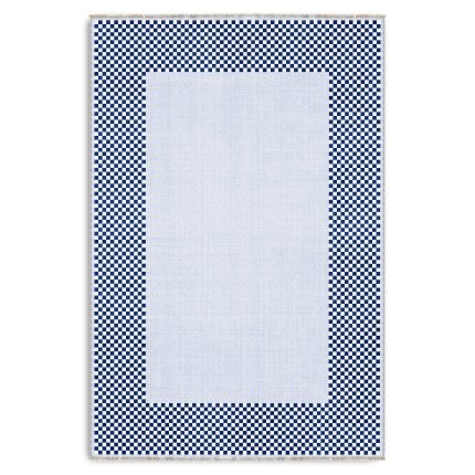 Modern Tasarım Mavi Lacivert Çerçeveli Şönil Halı Kilim Yolluk Kaymaz Yıkanabilir 3047-05