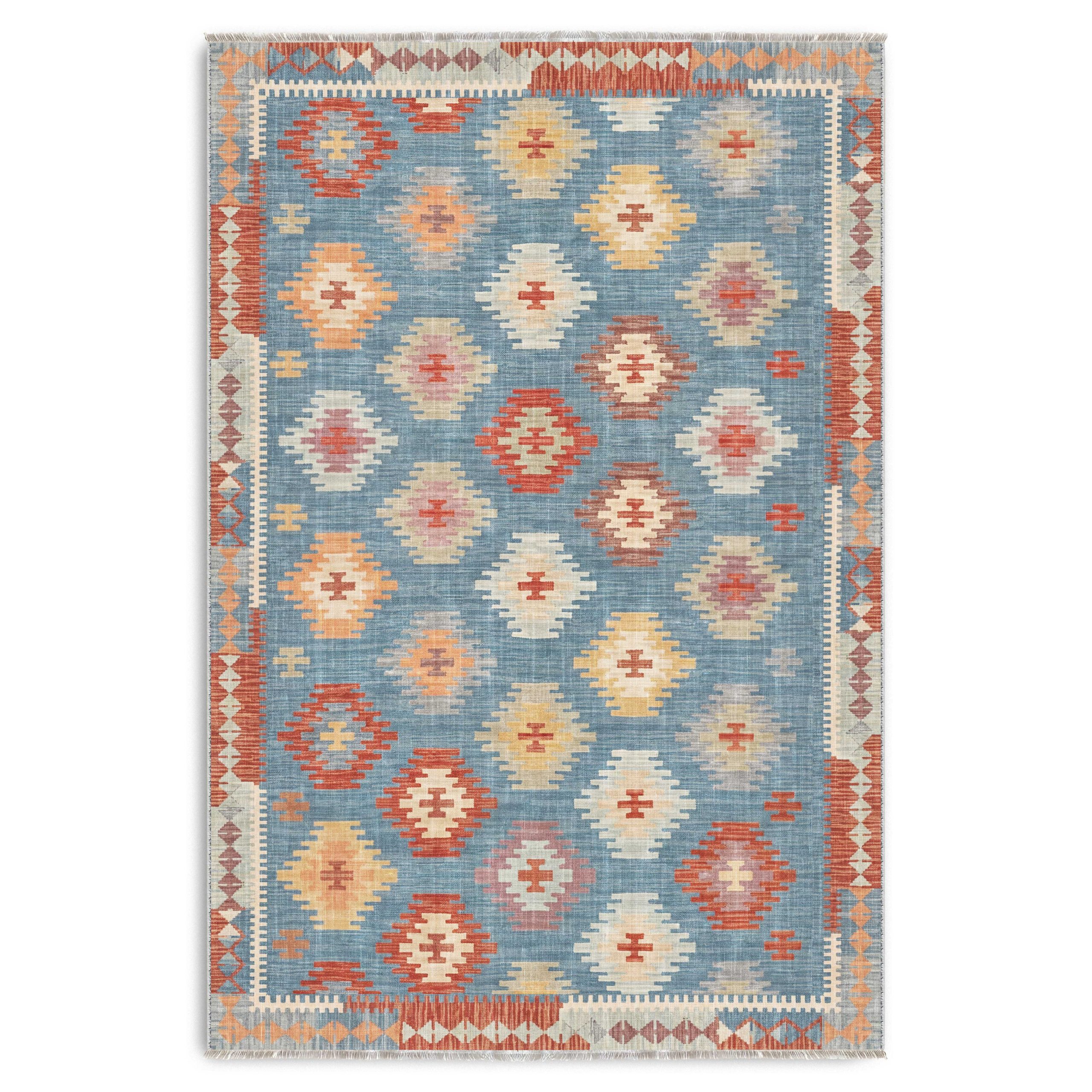 3050-03 Mavi Anadolu Tasarım Şönil Halı Kilim Yolluk Kaymaz Yıkanabilir Salon Mutfak Koridor 3050 - Görsel 1